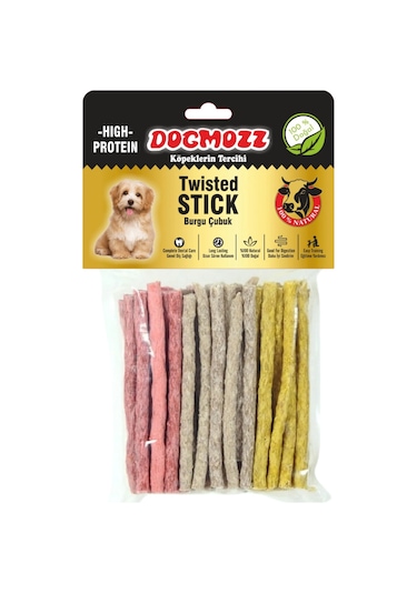 Dogmozz Premium Deri Stick Kalın Burgu Çubuk Munchy 50'li