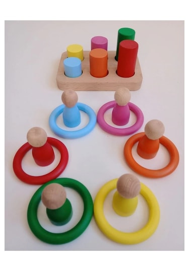 Montessori Halka Silindir Peg Bebek 6 Lı Seti