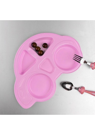 Hometarz Plastik Mama Tabağı 4 Bölmeli Pratik Bebek Yemek Tabağı Çocuk Kahvaltı Tabağı Bpa İçermez 001