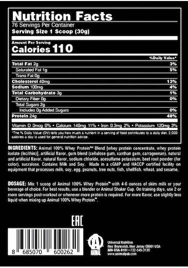 Universal Animal Whey Protein Çilek Aromalı 2,3 Kg Çilek