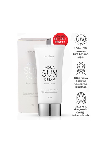 Verobene Aqua Sun Su Bazlı Nemlendirici Güneş Kremi SPF50 70 ML