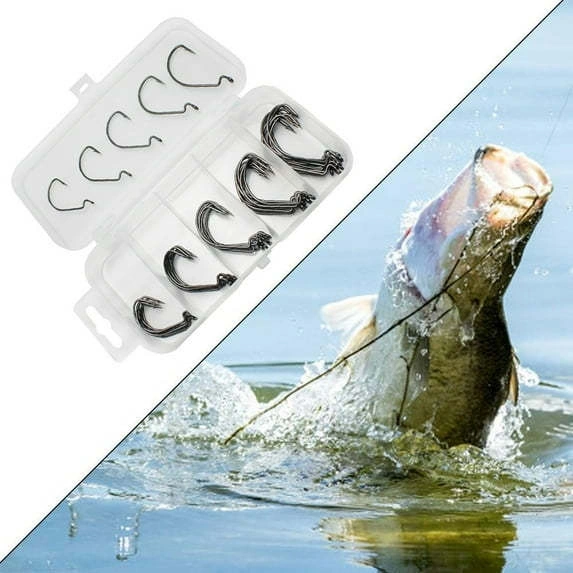 Xiyyadms 50 Adet Krank Kanca Seti 2 , 1 , 1/0 , 2/0 , 3/0 - Plastik Kutuda Balık Kancaları