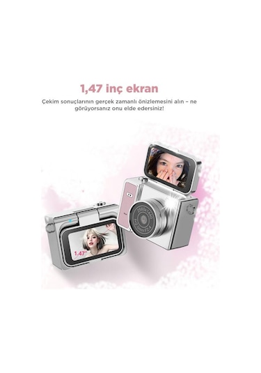 Torima CMR46 2K Flip Ekranlı Mini Dijital Video Kamera Pembe