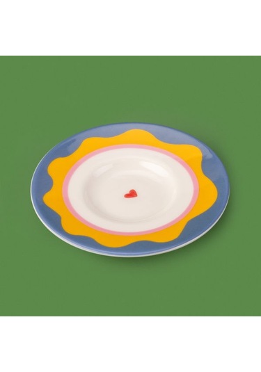 Evidea Kitchen Granny Çay Tabağı - Mavi / Sarı - 13 Cm Mavi / Sarı Mavi - Sarı