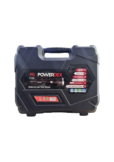 55 Watt 5500 Lümen Profesyonel Büyük Şarjlı El Feneri Pd-13000 Siyah