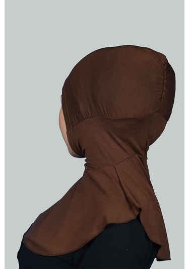 Kadın Tesettür Pratik Boyunluklu Hijab - Sporcu Bone Çikolata