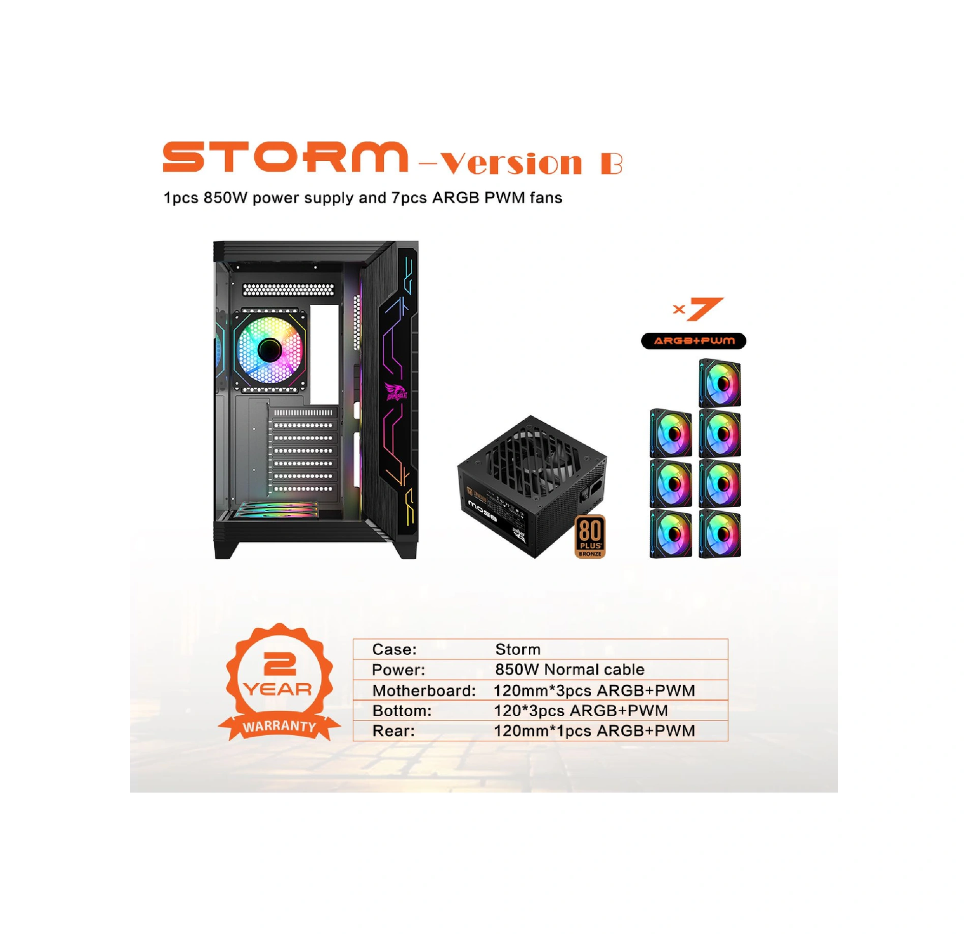 Gameagle Storm Bilgisayar Kasası + 850w Power + Sıvı Soğutma Beyaz