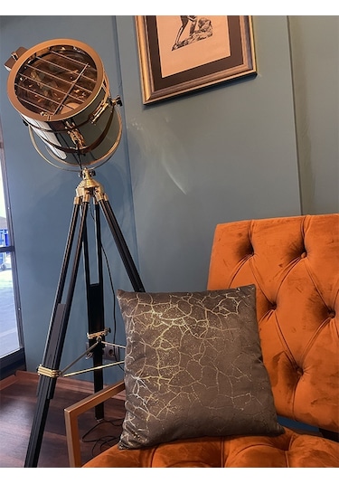 Mrs.gugar Altın Detaylı Mermer Desen Kare Kırlent Kılıfı 001