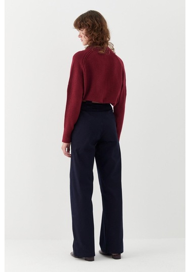 Kemerli Palazzo Pantolon Lacivert Lacivert