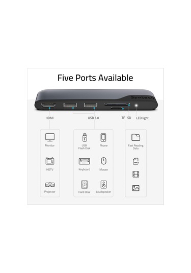 5 İ 1 Arada Usb-c Hdmı Adaptör Sd Ve Microsd Kart Okuyuculu Type-c Çoklayıcı