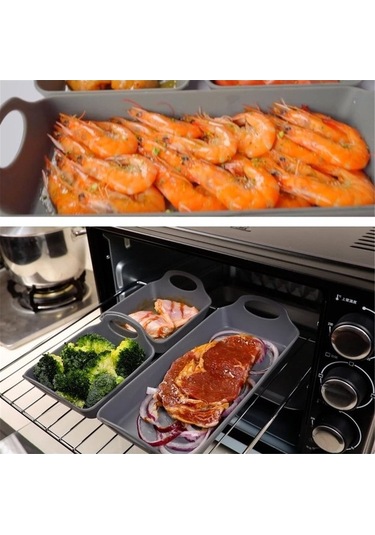 Besthome1 4'lü Gri Silikon Fırın Bölücü Seti - Dayanıklı, Anti Yapışkan, Farklı Malzemeler İçin Gri Gri