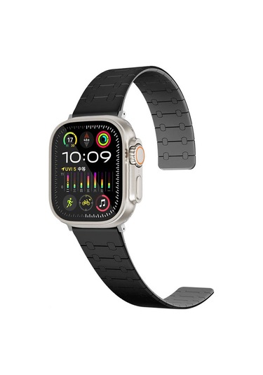 iOs Watch Uyumlu  38mm Zore Krd-111 Çizgili Desenli Silikon Kordon-siyah