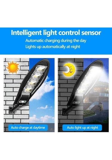 Novahub 10.000w Yükseltilmiş 168led Güneş Enerjili Sokak Lambası Açık Su Geçirmez Led Bahçe Duvarı 10000mah 8000w