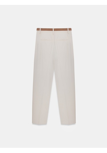 Dilvin 72661 Düz Paçalı Kemerli Pantolon-taş