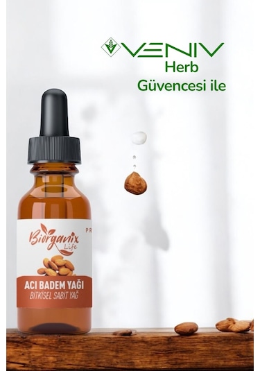%100 Doğal Acı Badem Yağı 20 Ml - Bitkisel Sabit Yağ 20 ML