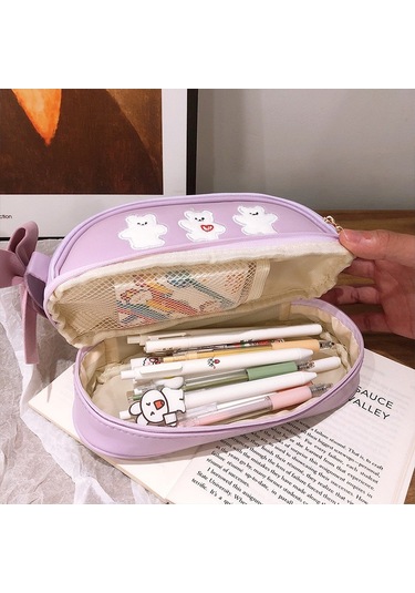 Şık Ve Fonksiyonel Öğrenciler İçin Kalem Kutusu - Mor Renkli Okul Malzemesi Mor