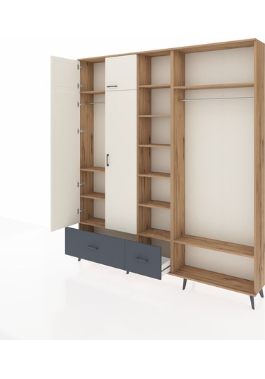 Arges Dolap 12 Raflı 2 Çekmeceli 2 Askılı 220x30x243 Çam-aytaşı/antrasit Aytası/antrasıt