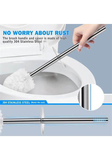 Tuvalet Fırçası Ve Tutucu, 2'li Uzun Saplı Tuvalet Fırçası, Beyaz Beyaz