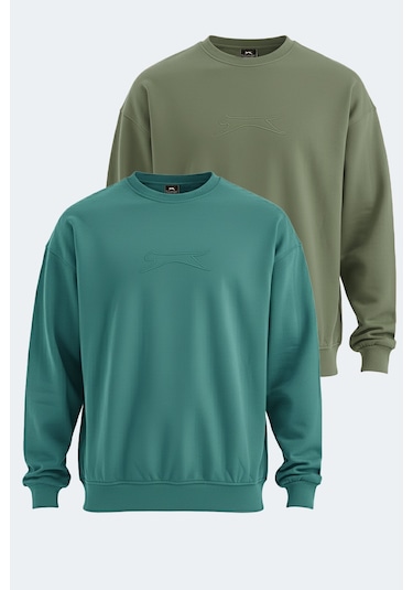 Slazenger Vadık 2li Set Erkek Haki - Petrol Sweatshirt Haki - Petrol