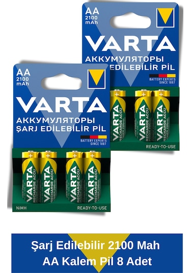 Power Şarj Edilebilir Kalem Pil 2100mah Aa 8 Adet