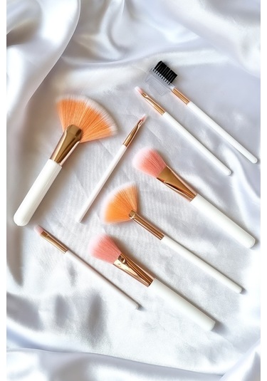 Makyaj Fırça Seti Beyaz 8'li