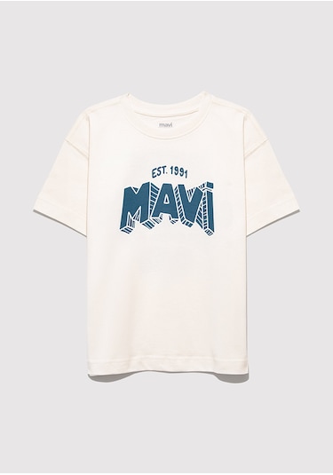 Mavi Oversize Kırık Beyaz Erkek Çocuk T-shirt M6610339-70057 Kırık Beyaz