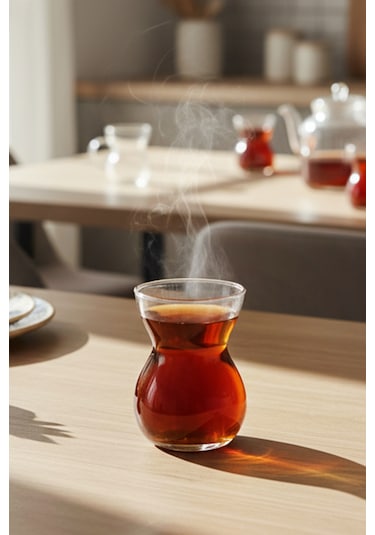 Snippy Tea - 6'lı Cam Çay Bardağı Cam Çay Seti 170 Cc Cam