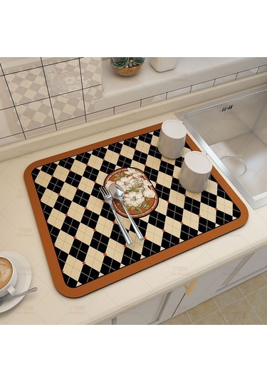 Vkemall Siyah Gipsitli Mutfak Lavabo Sıvı Emici Mat - Isı Yalıtımı, Su Emme Özelliği - 50x80 Cm Masa, Bar, Kahve Makinesi Altı Kullanıma Uygun