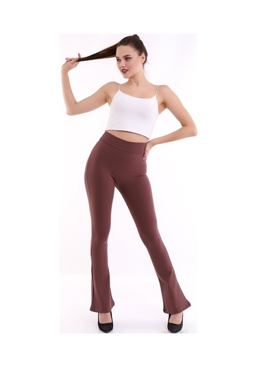 Kadın Kahve Yüksek Bel Fitilli Dayanıklı Örme Kumaş Toparlayıcı IKahve Kahverengi