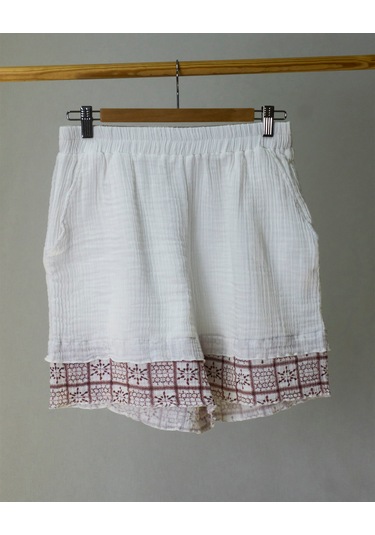 Süper Hafif %100 Pamuk 2 Katlı Müslin Şort - Tişört İkili Takım Pijama Gots Sertifikalı Bordo