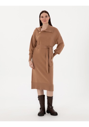 Pierre Cardin Kadın Camel Elbise Triko 50290559-vr015 Camel