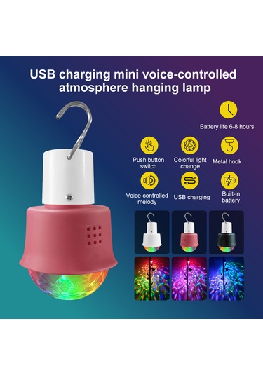 Tenfowee Rgbw Renkli Akıllı Sesli Kontrol Led Feneri, 4w 5v Usb Şarjlı, Mini Taşınabilir Işık, 6-8 Saat Süre, Portatif Ambiyans Lambası