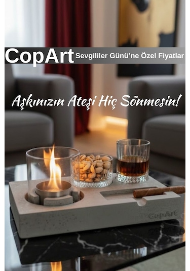 Elza Biyoetanol Masaüstü Şömine - 1 Lt Copart Yakıt Hediye