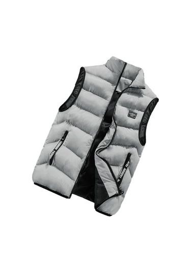 Erkekler Kış Yelek Standı Yaka Kalınlaşmış Yastıklı Yumuşak Rüzgar Geçirmez Sıcak Boyun Koruma Düz Renk Kolsuz Fermuar Kapatma Askı Dekor Cepler Gri Erkekler Kış Yelek Standı Yaka Kalınlaşmış Yastıklı Yumuşak Rüzgar Geçirmez Sıcak Boyun Koruma Düz Renk Kolsuz Fermuar Kapatma Askı Dekor Cepler Gri