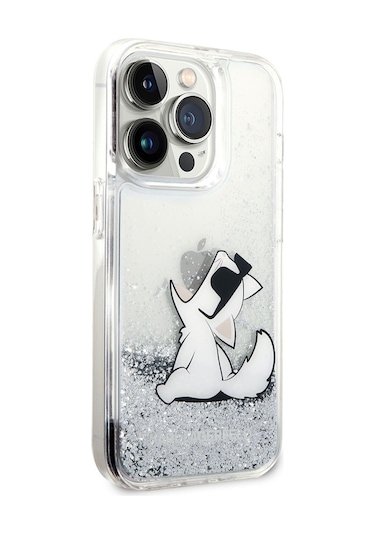 Apple Uyumlu iPhone 14 Pro Max  Kılıf Sıvılı Simli Choupette Dizayn Kapak