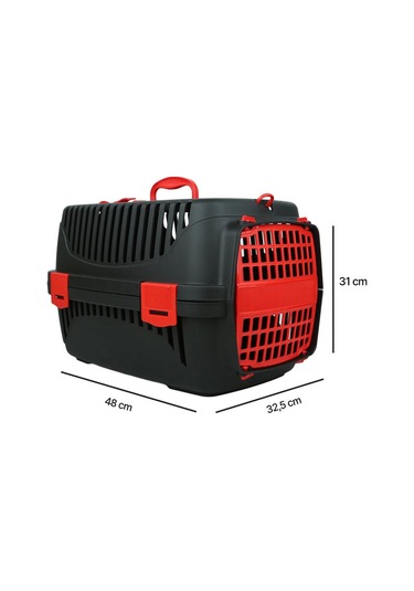 Pribor Kedi Köpek Evcil Hayvan Taşıma Çantası Box Orta Boy Çok Fonksiyonlu Siyah-kırmızı