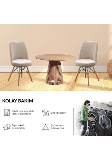 Yıkanabilir Streç Lastikli Likralı Oval Sandalye Kılıfı - Yuvarlak Sandalye Örtüsü Vizon -rengi Açık Kahve