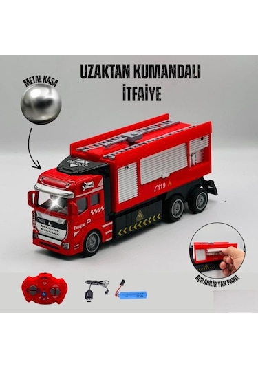 Pilli Kumandalı Oyuncak İtfaiye Kamyonu Kırmızı