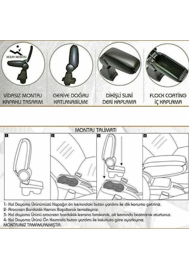 Dacia Sandero 2013 2014 2015 2016 Uyumlu Araca Özel Kolçak Kol Dayama Orta Konsol