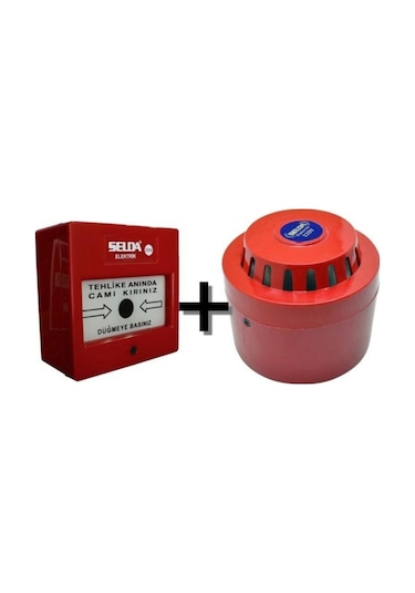 Yangın Alarm Ihbar Ikaz Sireni Ve Butonu 2'li Set