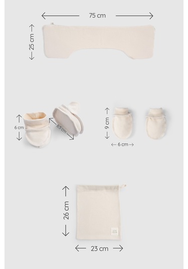 Ters Dikişli Organik Pamuk Ekru Prematüre Hastane Çıkış Seti 10'lu Ekru