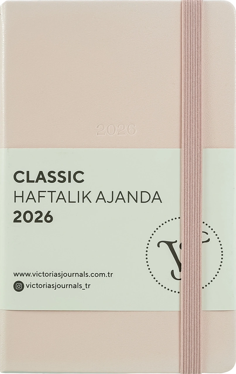 Classic 2026 Haftalık Ajanda A6 9x14 Cm Sert Kapak. Pembe