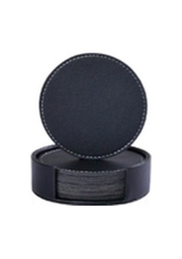 Yunboo 8'li Siyah Dairesel Pu Deri Bardak Altlığı Seti - Isı Ve Su Koruyucu, Masa Dekorasyonu, Ev Ve Ofis Kullanıma Uygun Diğer