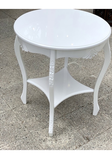 Fiskos 4Ayak Oymalı Model Parlak Ihlamur ağacı ayak Parlak Beyaz  MDF tabla Kutuda sevk EL Yapım