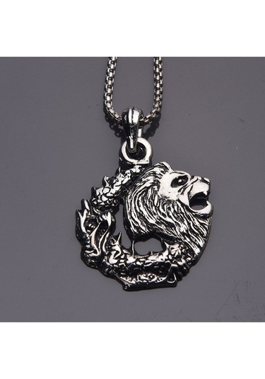 Aslan Burcu Kolye Burçlar Takı Aksesuar Zodyak Gri