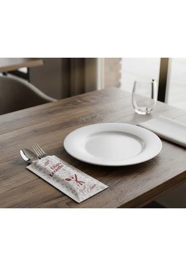 Çatal Kaşık Kılıfı Kuşe Efsane Lezzetler 8x24 Cm-1000 Adet