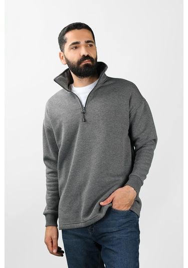 Unisex Balıkçı Yaka Antrasit Sweatshirt Çok Renkli
