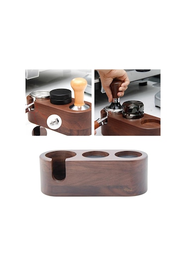 Suntek Kahve Filtresi Sabotaj Tutucu Ahşap Espresso Sabotaj Mat Standı 3 Delik 58mm