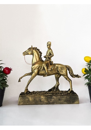 Altın Renkli Atatürk Atlı Biblo Heykeli,dekoratif Atatürk Heykeli