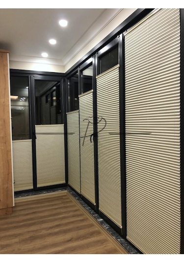 Plise Perde Cam Balkon Akordiyon Perde Sistemleri 11 Renk Seçeneği Ekru